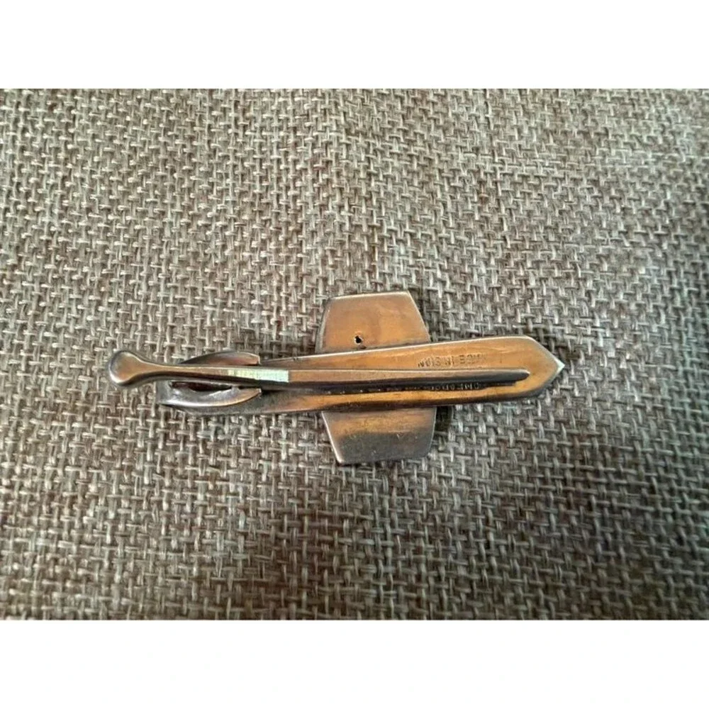 Vintage Mid-Century Siam Sterling Silver Niello Tie Clip, Amfarco Signed